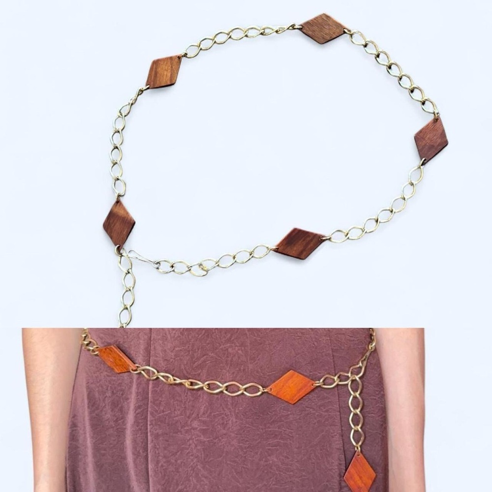 Wood and Gold Chain Belt